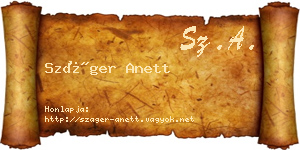 Száger Anett névjegykártya