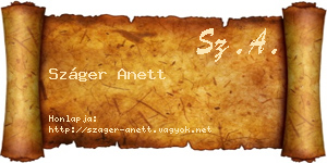 Száger Anett névjegykártya